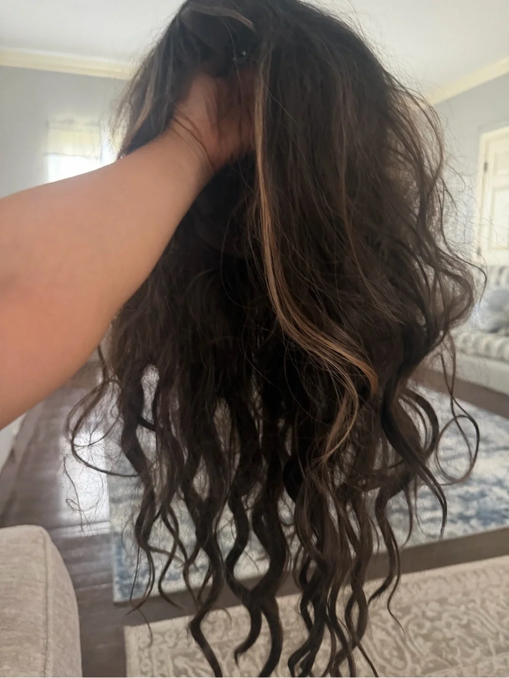 Luxurious Long Wavy Hair Extensions in Clip Dark Brown Blonde Highlights 20